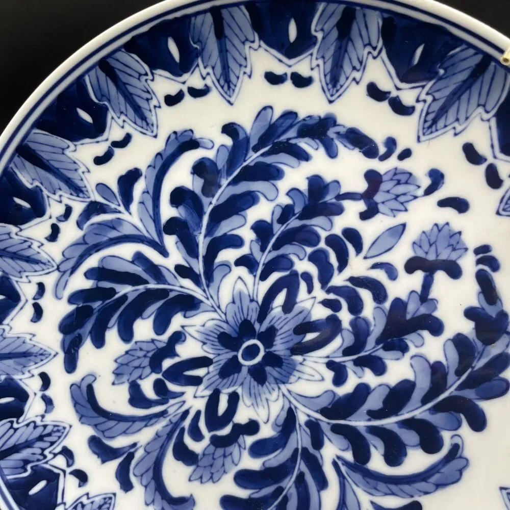 Set of 2 Vintage Centrum Ceramics Blue & White Floral 10 1/8” Dinner Plates
